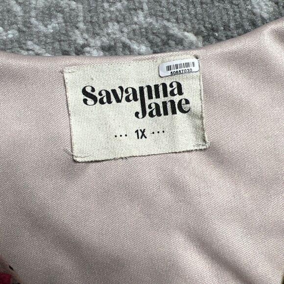 Savanna Jane Tiered Dress Size 1X Short Sleeve Leopard Print Embroidered Boho - Picture 3 of 8